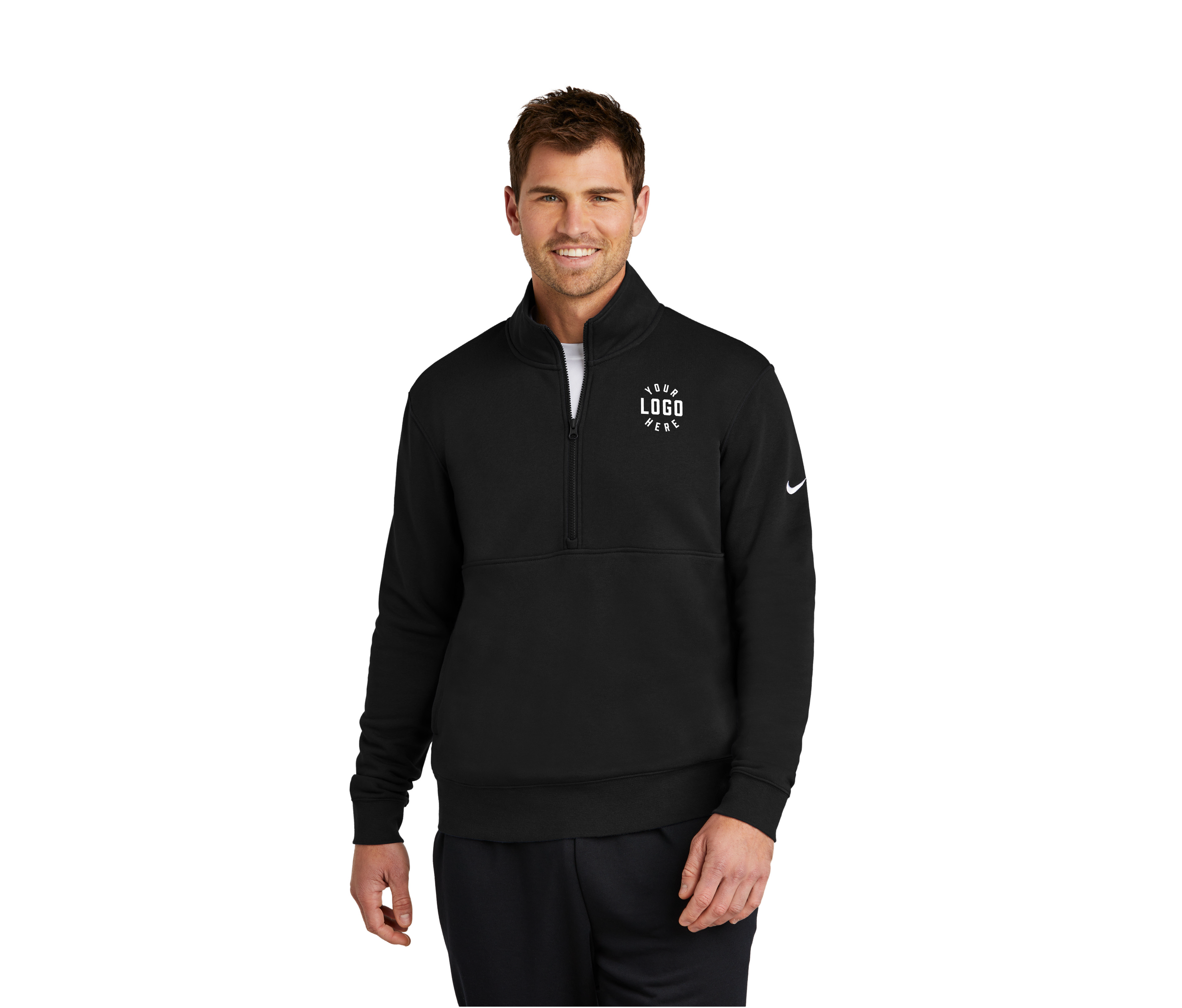 ❄N&Q❄ Nike Club Fleece Sleeve Swoosh 1/2-Zip — Mercury Screen Printing